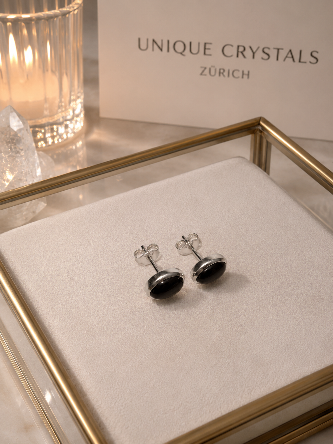 Onyx Ohrringe in 925 Silber – ovale Edelstein Ohrstecker, Zargenfassung