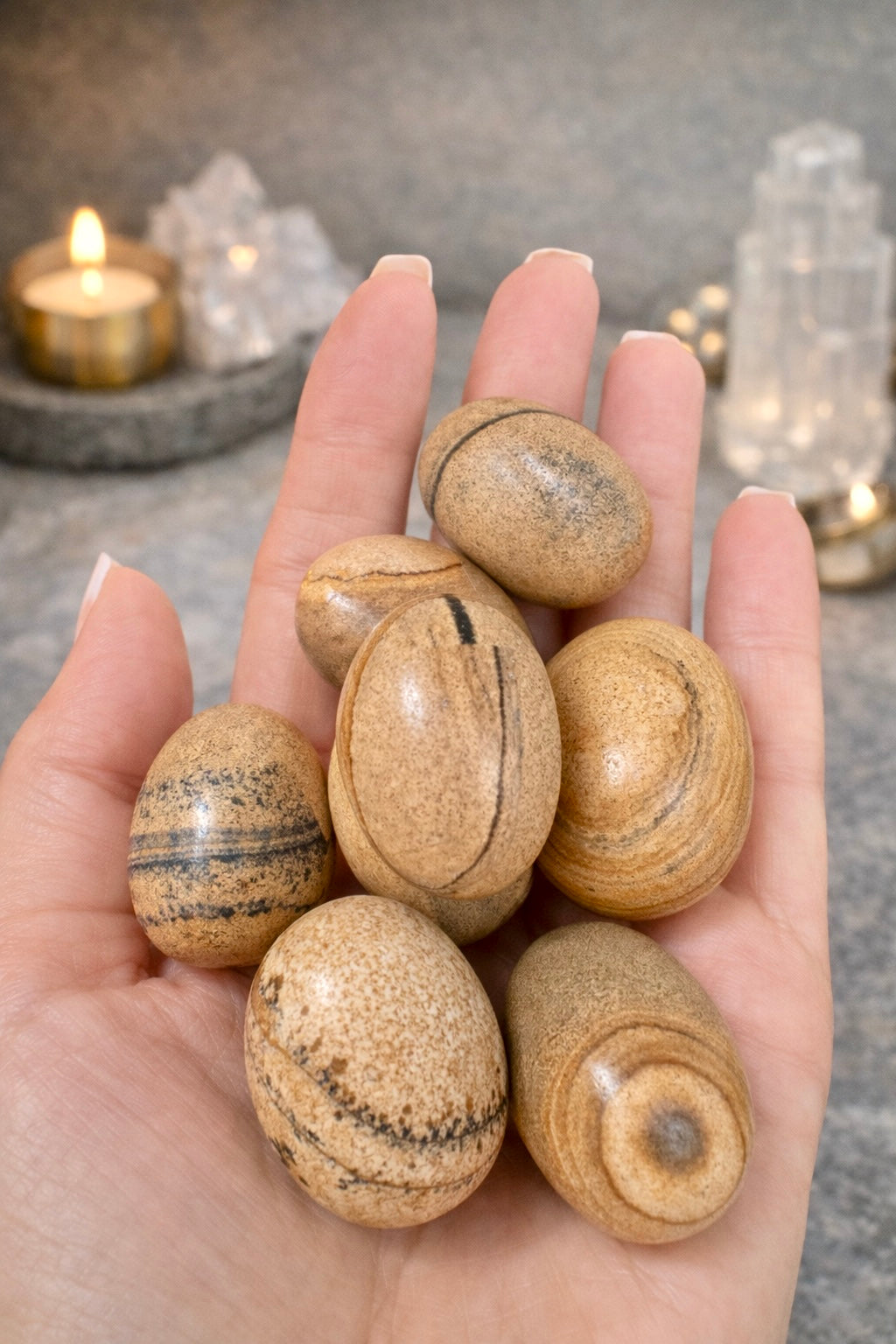 Picture Jasper Trommelstein 3 cm Premium-Qualität – natürlicher gemusterter Kristall