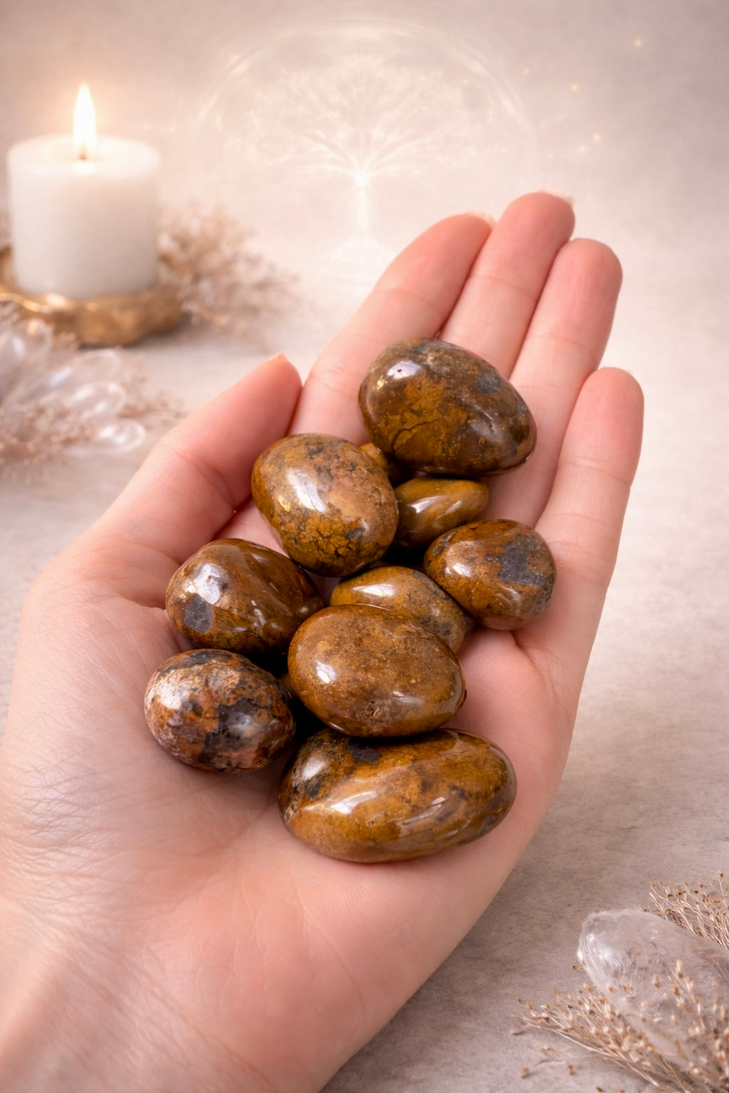 Pietersit Trommelstein ca. 2,5 cm – braun-goldener Edelstein aus Namibia, Heilstein für Erdung & Balance