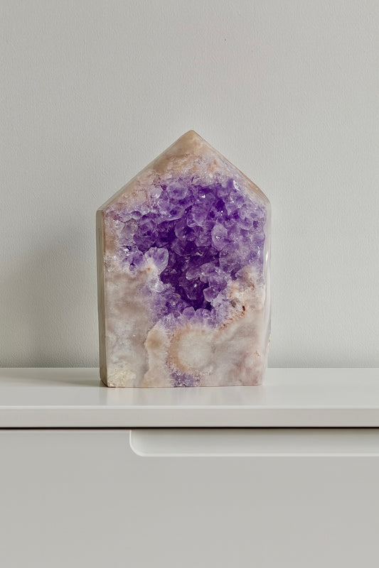 Pink Amethyst Kristall 12 cm, 744 g – beidseitig violett kristallisiert – aus Brasilien, Einzelstück 💜