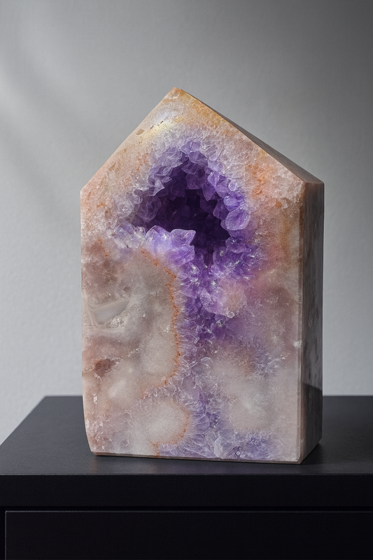 Pink Amethyst Kristall 12 cm, 744 g – beidseitig violett kristallisiert – aus Brasilien, Einzelstück 