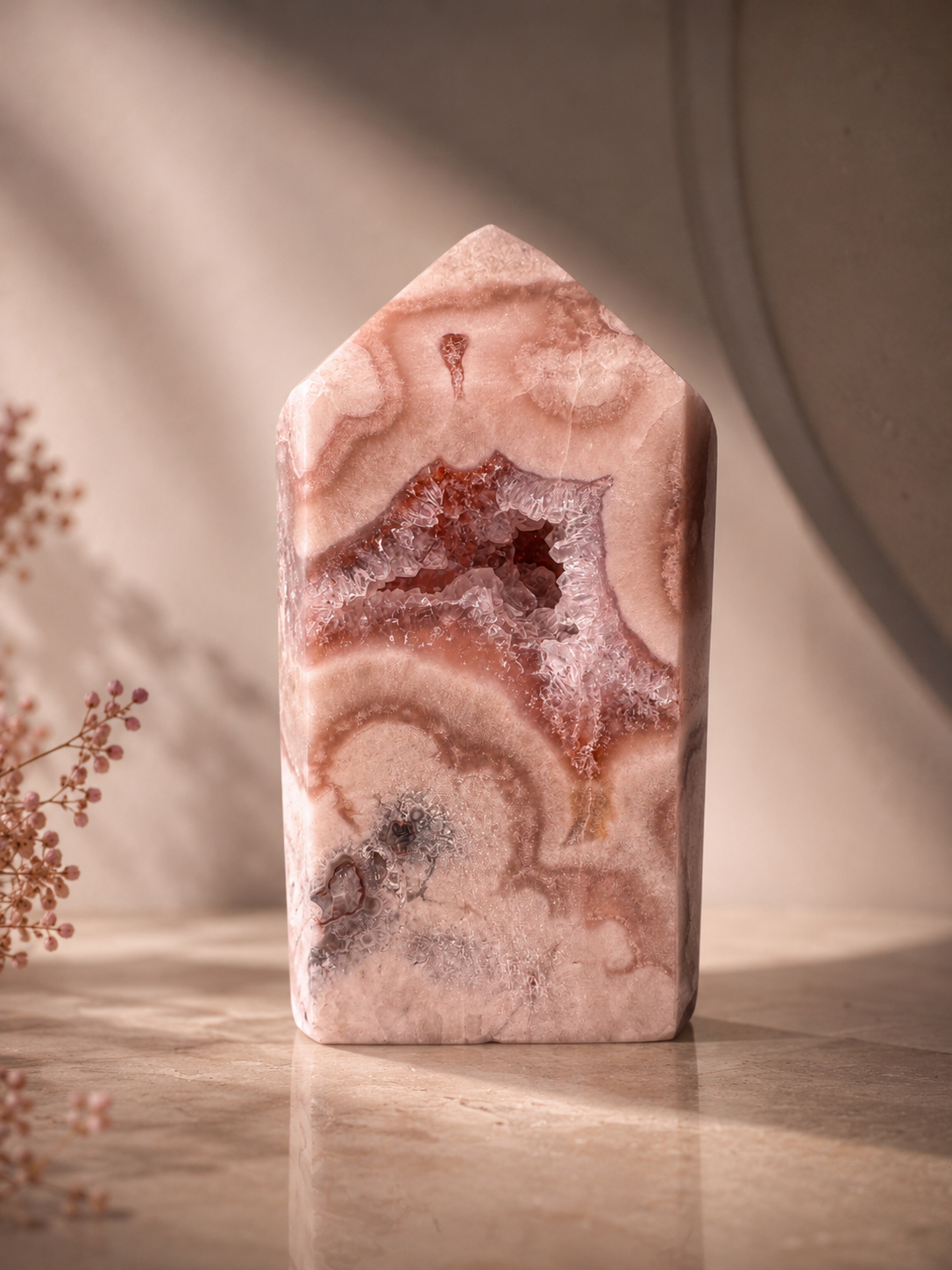     Pink Amethyst Kristallspitze – Sanfte Herzöffnung & liebevolle Energie | 11,5 cm | 532 g 
