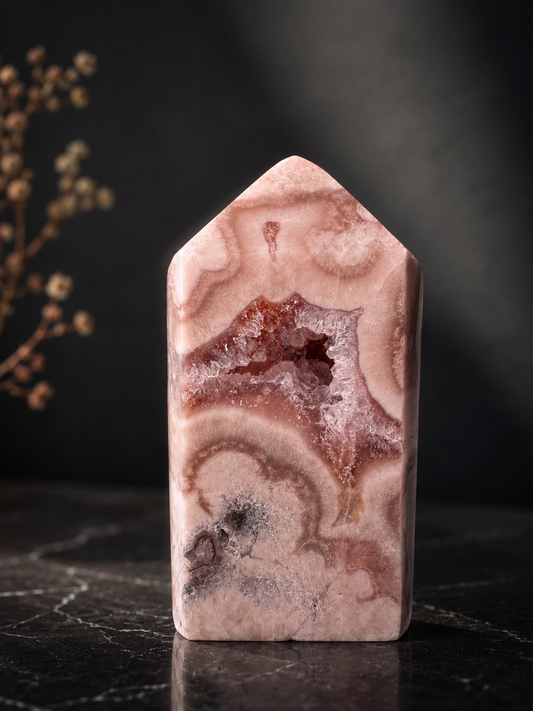 Pink Amethyst Spitze – kraftvolle Herzenergie in zartem Hellrosa 11.5 cm – 532g  