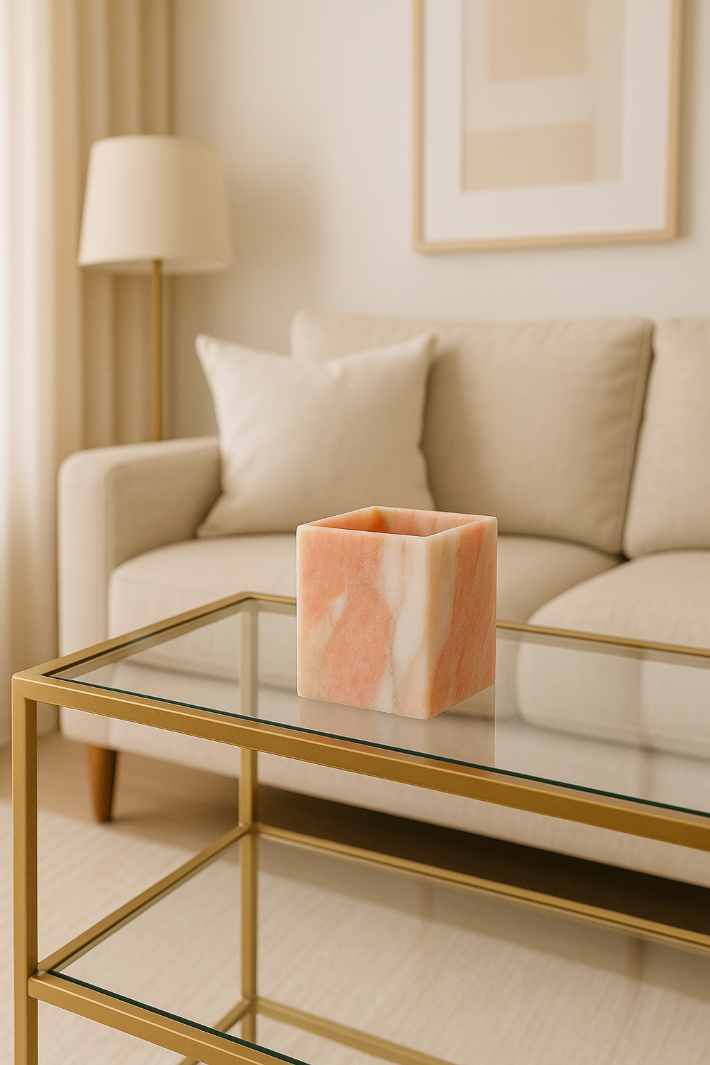 Pink Onyx Marmor Teelicht – Handgefertigtes Naturstein-Unikat