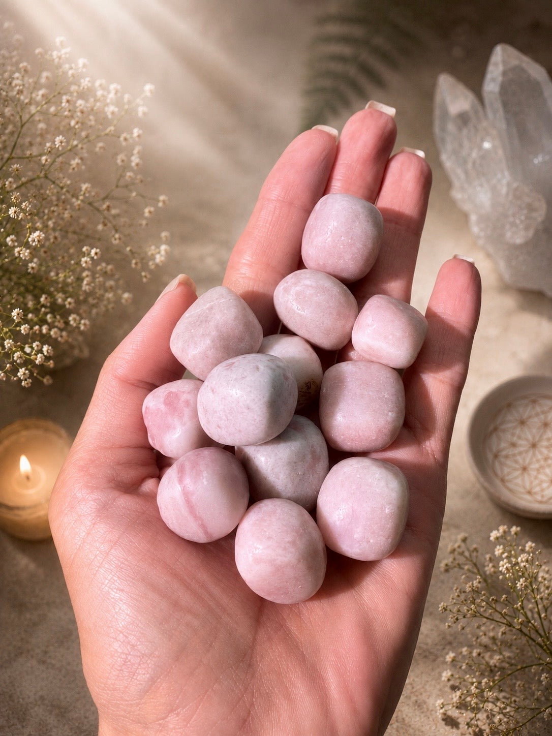Pink Opal Trommelsteine ca. 2 cm – Herzheilung, Selbstliebe & sanfte Geborgenheit