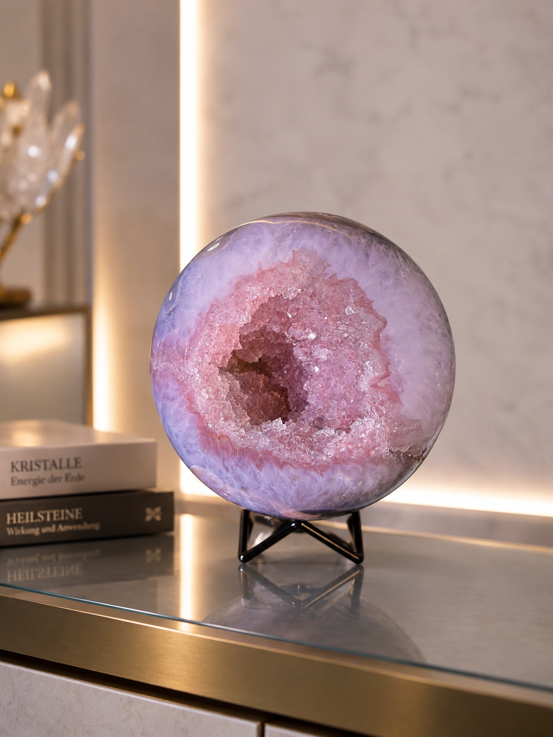 Pink Sugar Kristallkugel 9 cm, 1.00 kg – Seltenes Unikat aus Uruguay