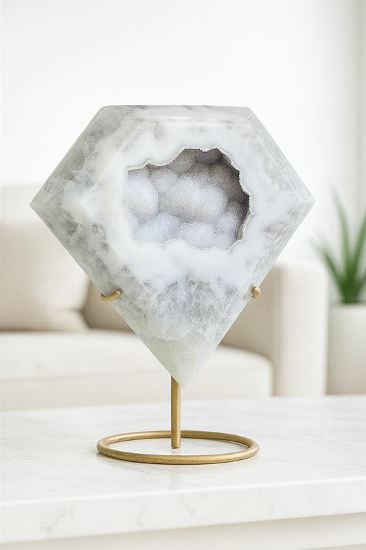 Polierter Achat in Diamantform – 1.54 kg, kunstvoll geschliffen, Brasilien 16cm