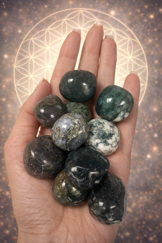 Polierter Moosachat Trommelstein 2,5 cm Edelstein Handschmeichler