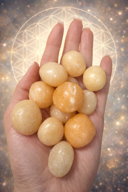 Polierter Orangenkalzit Trommelstein 2,5 cm Edelstein Handschmeichler