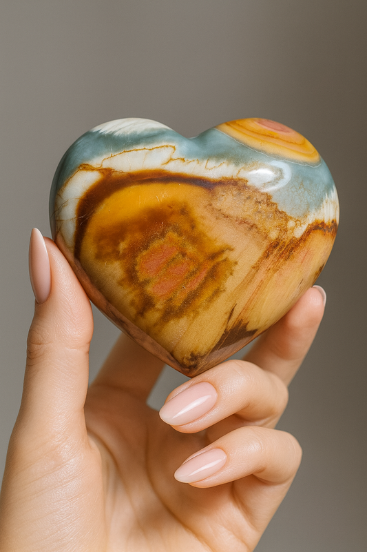 Polychrome Jaspis Herz Madagaskar kaufen – Wüstenjaspis-Unikat