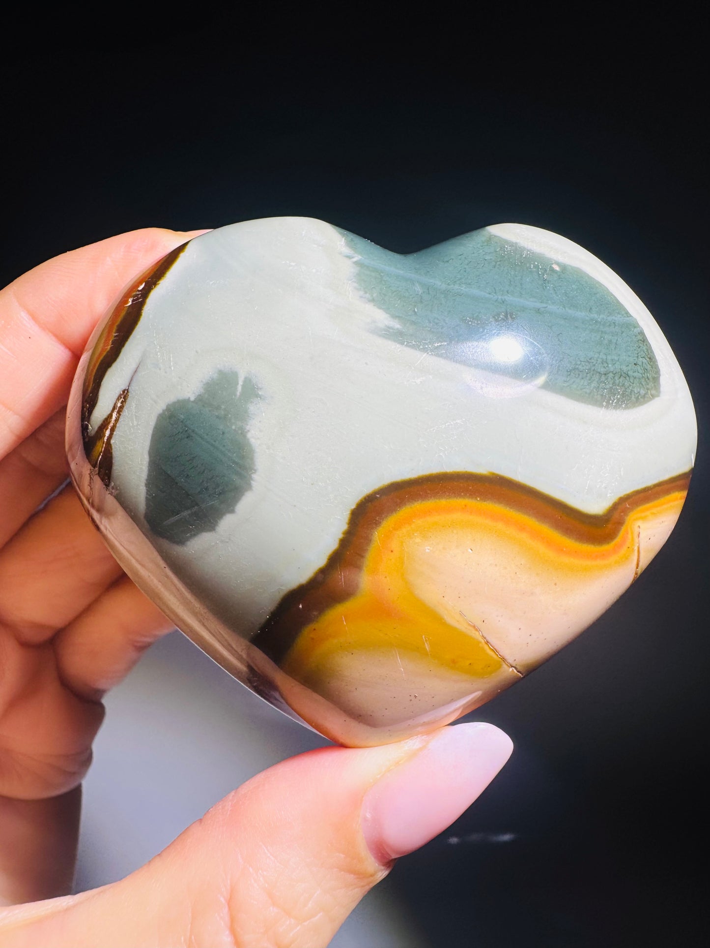 Polychrome Jaspis Premium Edelsteinherz – Madagaskar Sammlerqualität