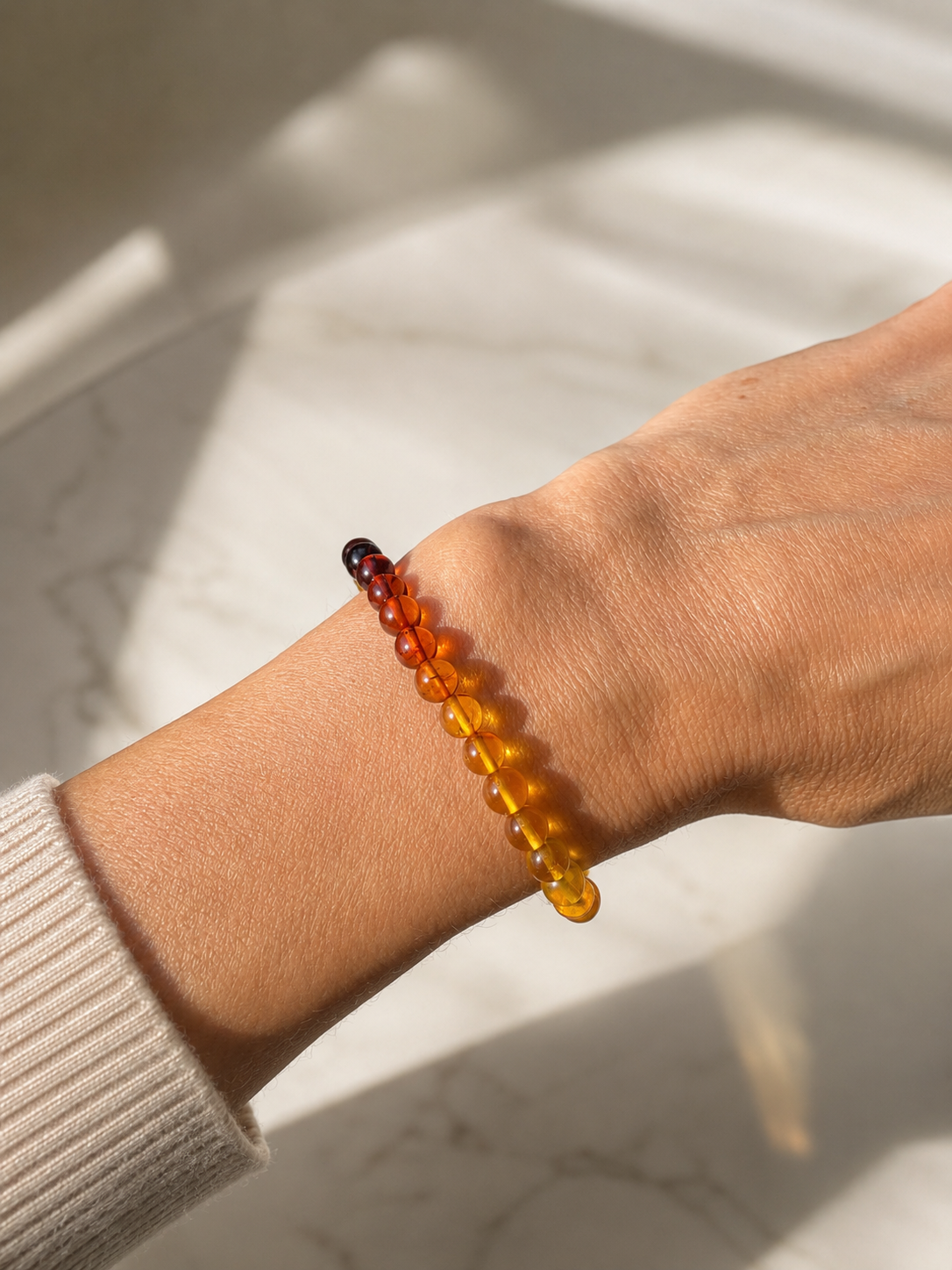 Premium Bernstein Armband aus echten honigfarbenen Bernstein-Perlen