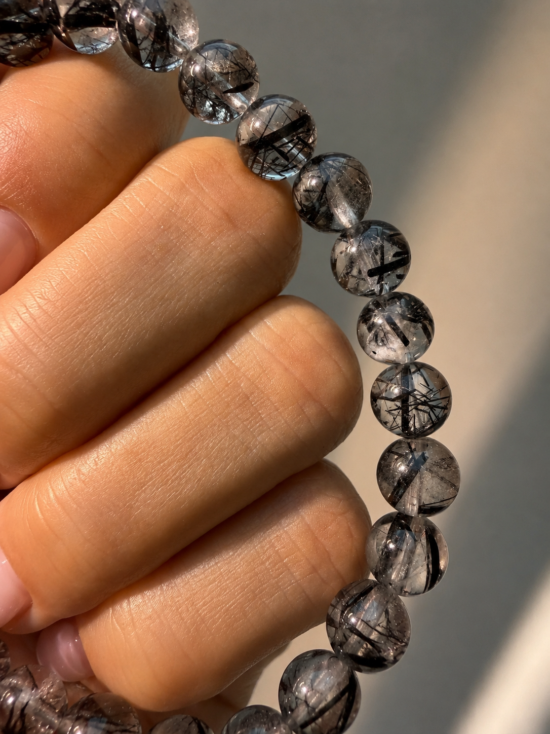 Premium Black Rutilated Quartz Armband Unisex aus natürlichem Quarz