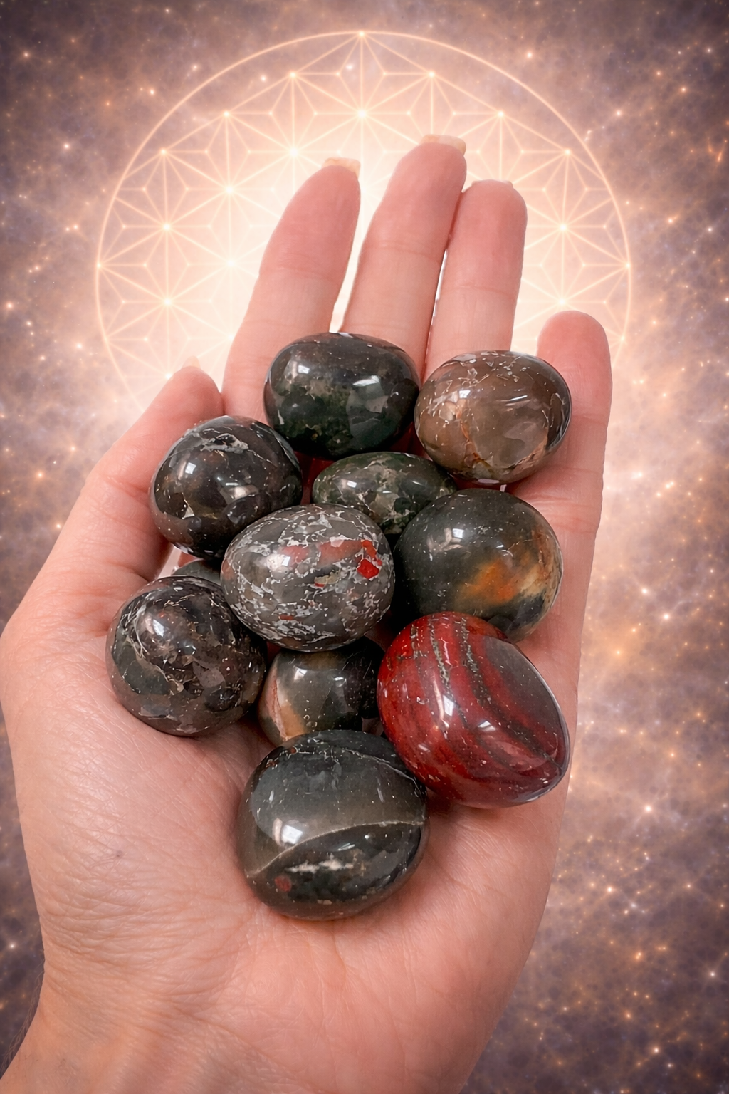 Premium Bloodstone Trommelstein 2,5 cm natürlicher Edelstein