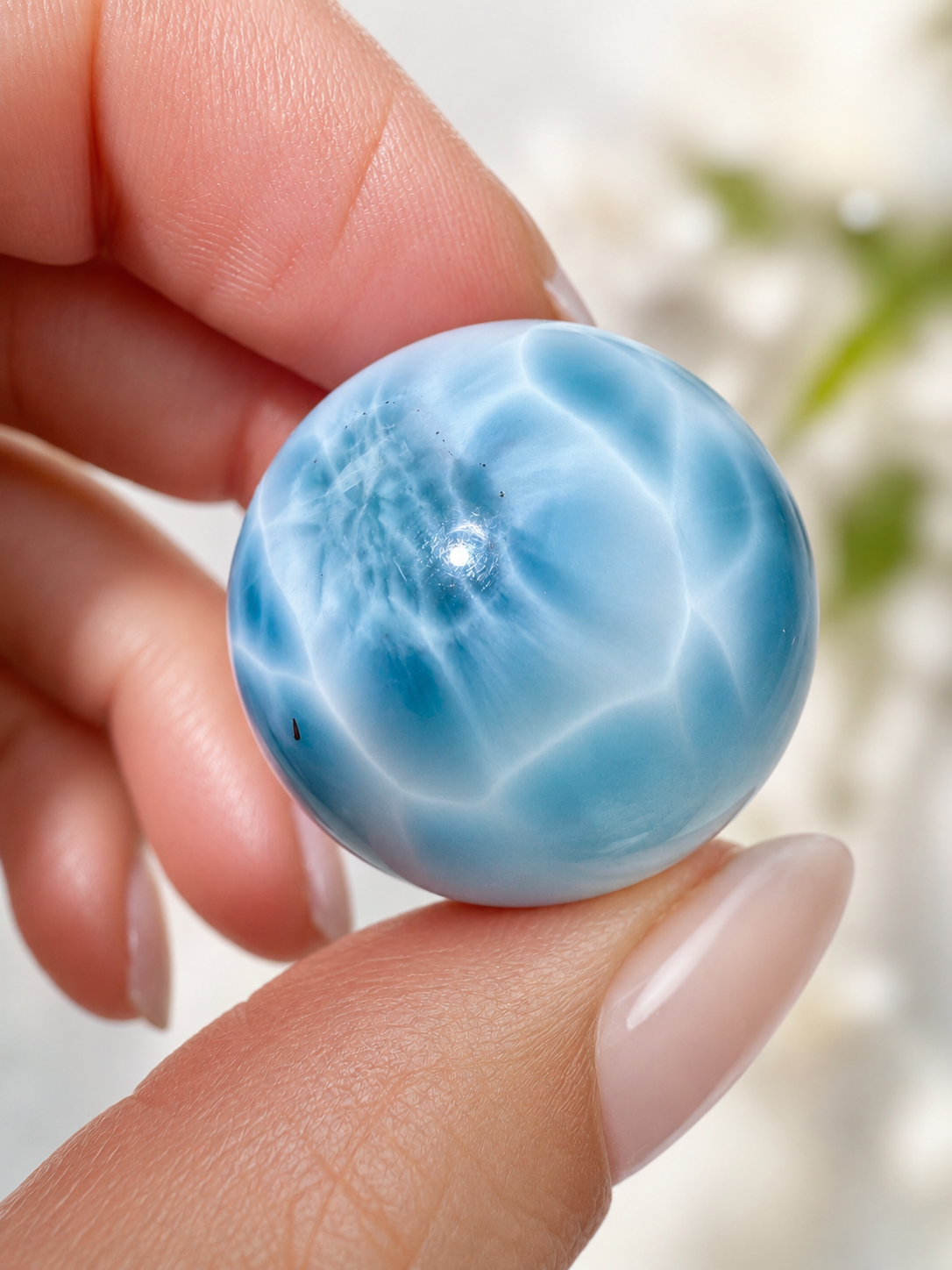 Premium Larimar Kugel 2,6 cm (27 g) – Karibischer Edelstein der Ruhe & Harmonie