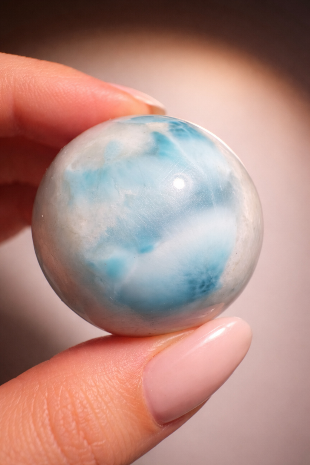 Premium Larimar Kugel 3,3 cm 54 g hellblau karibischer Edelstein Naturstein