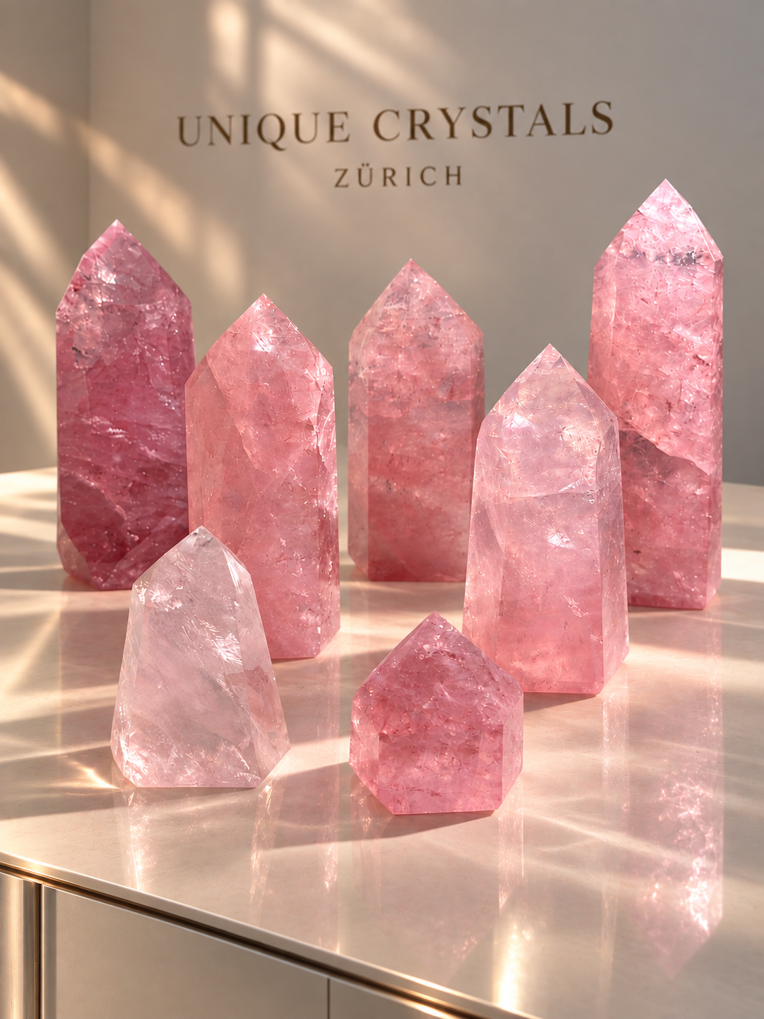 Premium Rosenquarz Spitze aus Brasilien – himbeerrosa & transparent