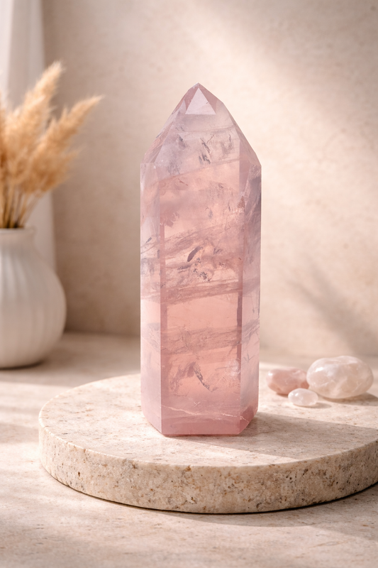 Premium Rosenquarzspitze 12,5 cm – 303 g | Seltene High-End-Qualität