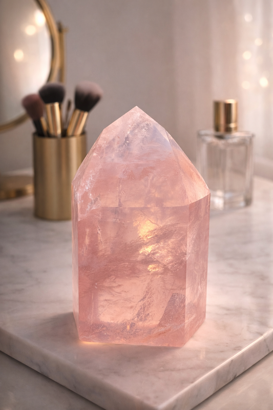 Premium Rosenquarzspitze 8 cm 198 g – seltene High-End-Qualität Kristall