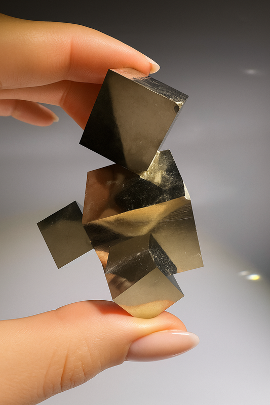 Pyrit Edelstein kaufen – Museales Unikat aus ineinandergreifenden Kuben