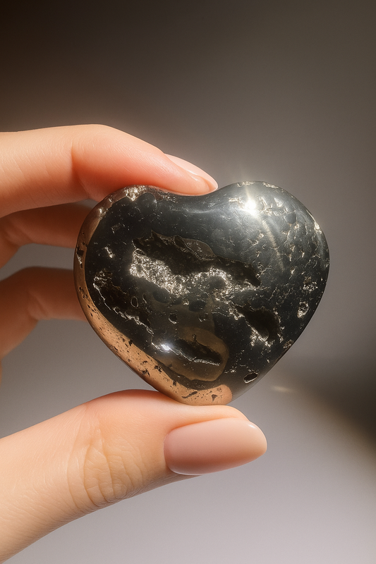 Pyrit Herz 4.6 cm aus Peru – Funkelnder Kristall in Premium Qualität