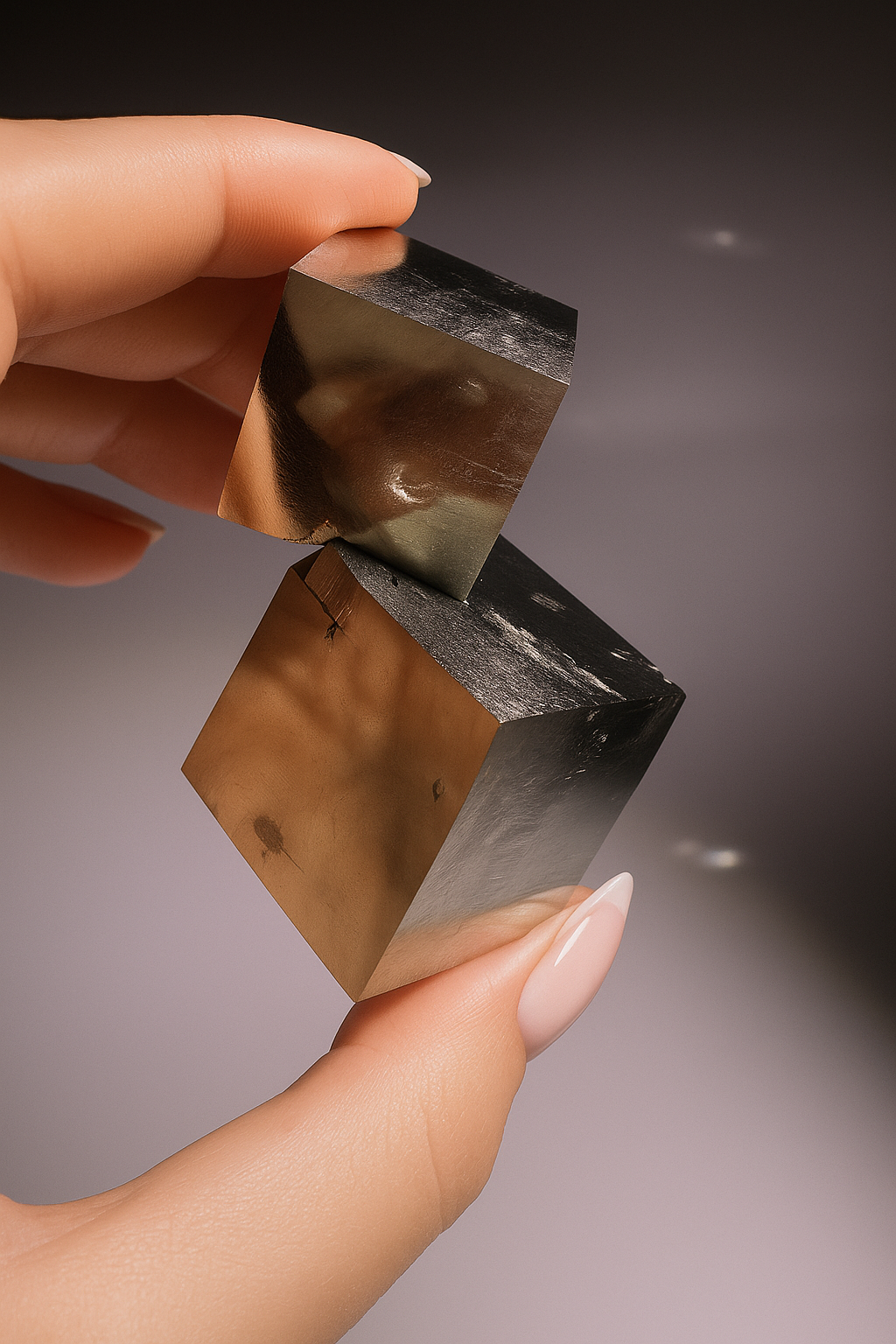 Pyrit Sammlerstück 5,3x4,4 cm – zwei Kuben ineinander, Spanien