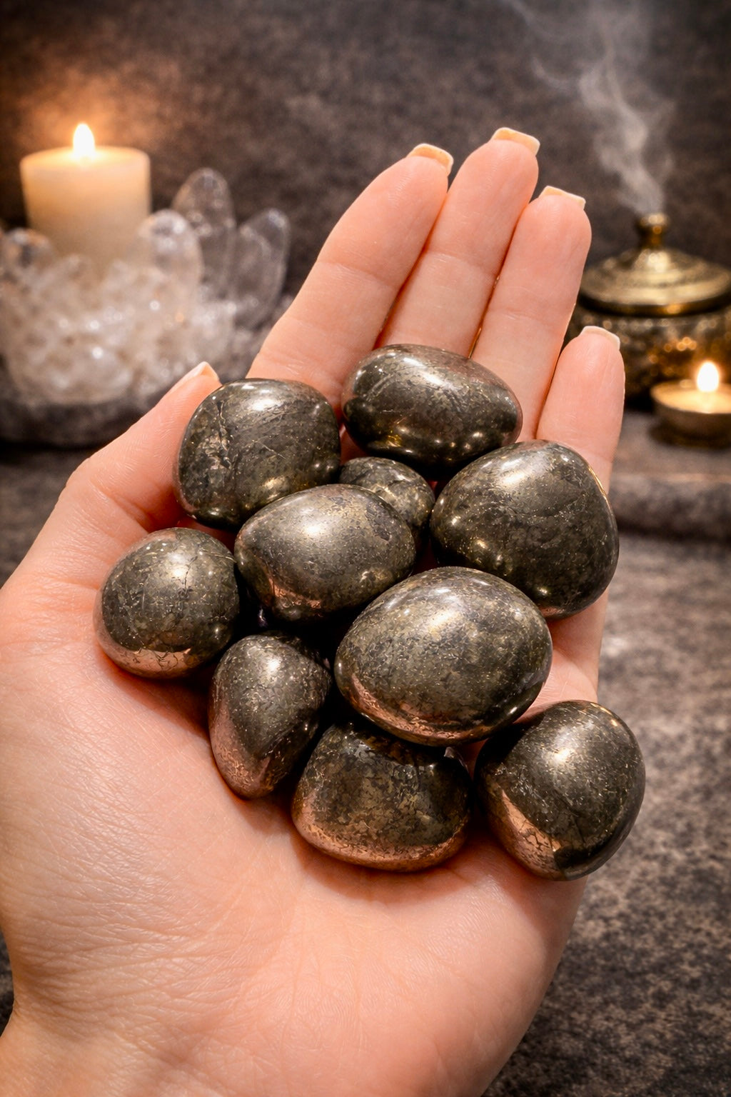 Pyrit Trommelstein 2,5 cm Premium Naturstein goldgelb poliert für Meditation und Raumenergie