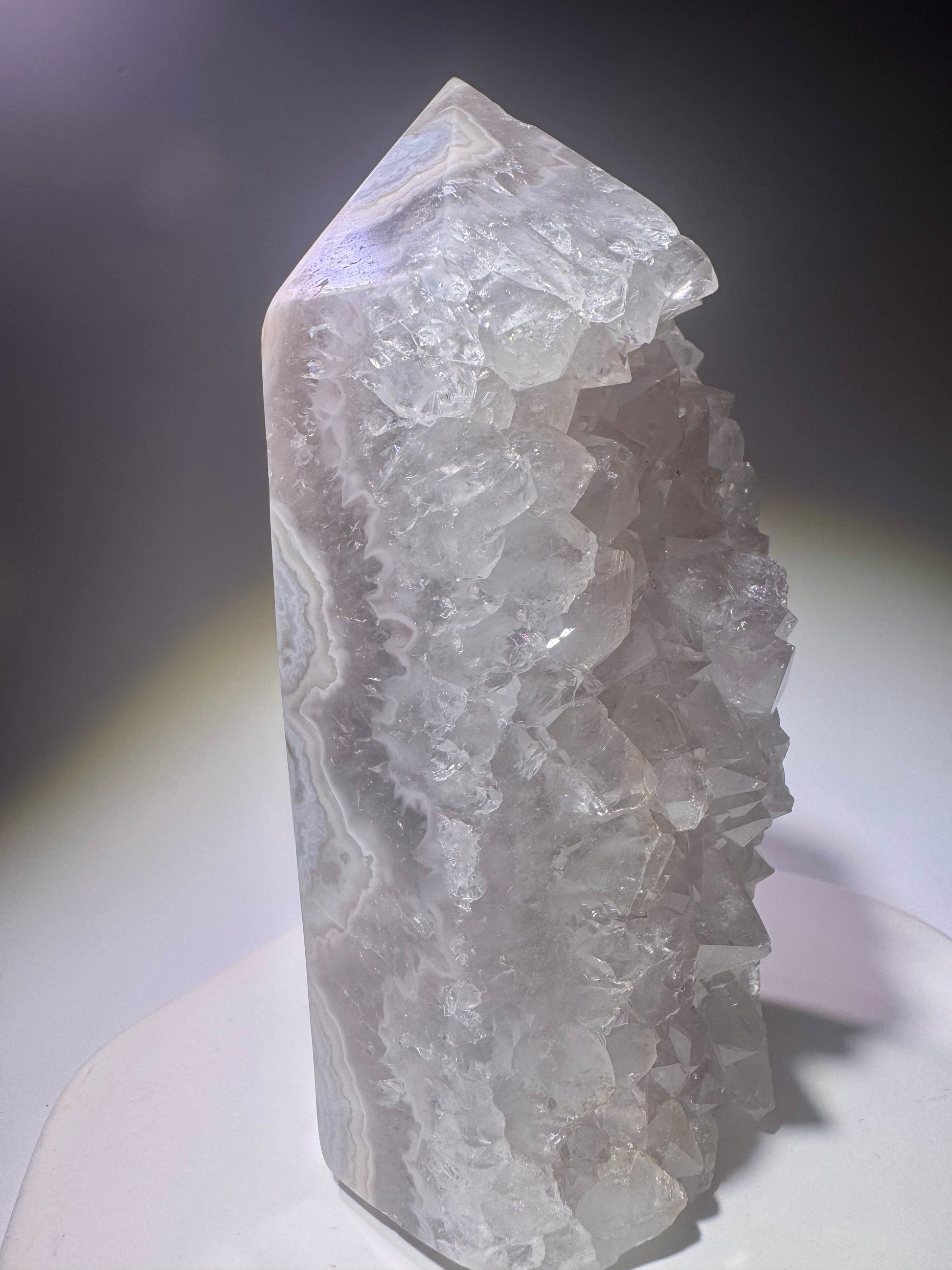 Quarzspitze mit grossen Kristallen und Achat-Banding – 1A-Qualität aus Brasilien