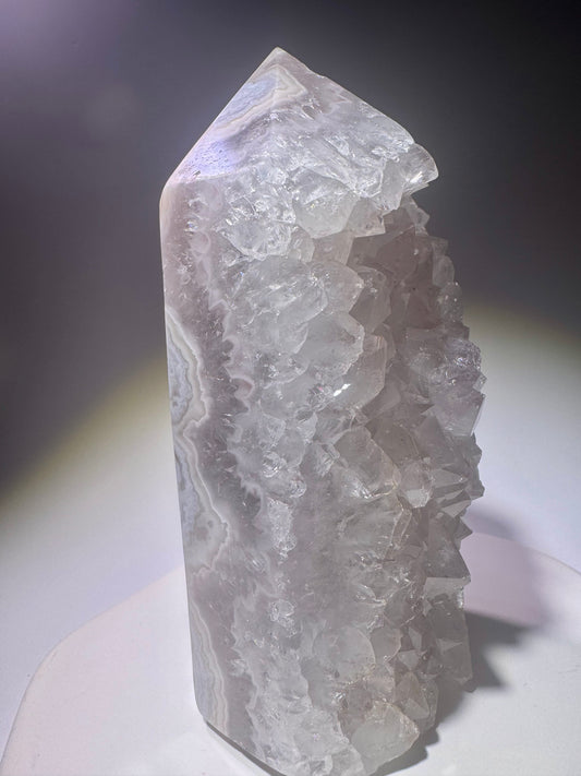 Quarzspitze mit grossen Kristallen und Achat-Banding – 1A-Qualität aus Brasilien