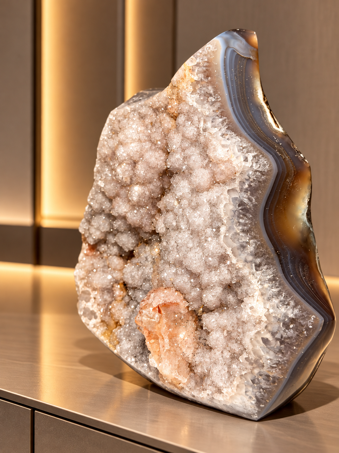 Rainbow-Amethyst-Freiformen – Drusen mit Doppelkristallisation