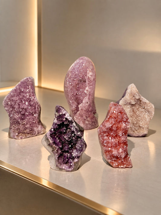Rainbow Amethyst Freeform aus Uruguay | Doppelkristallisation