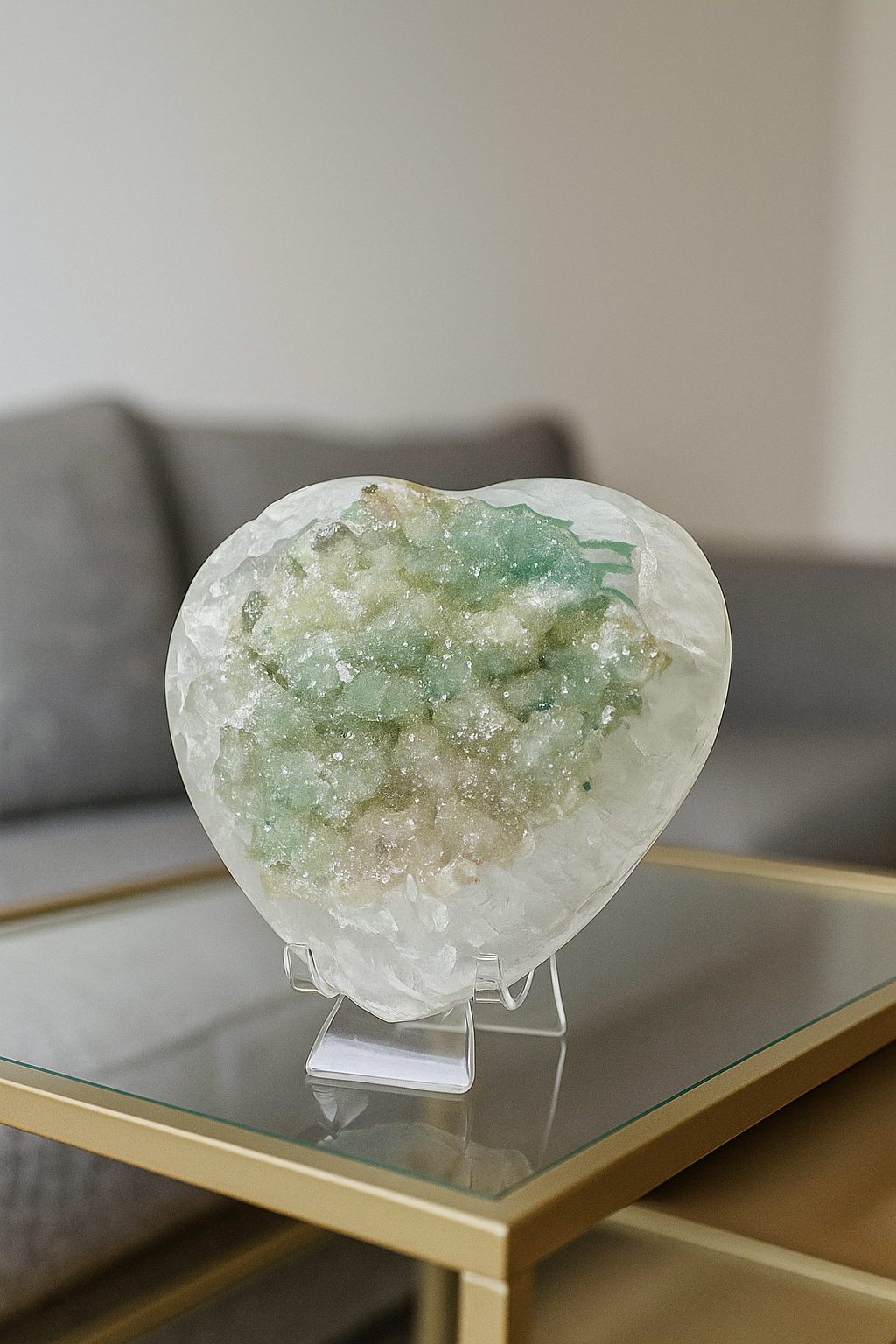 Rainbow Amethyst Herz 10,2 cm  – seltene Doppelkristallisation Uruguay