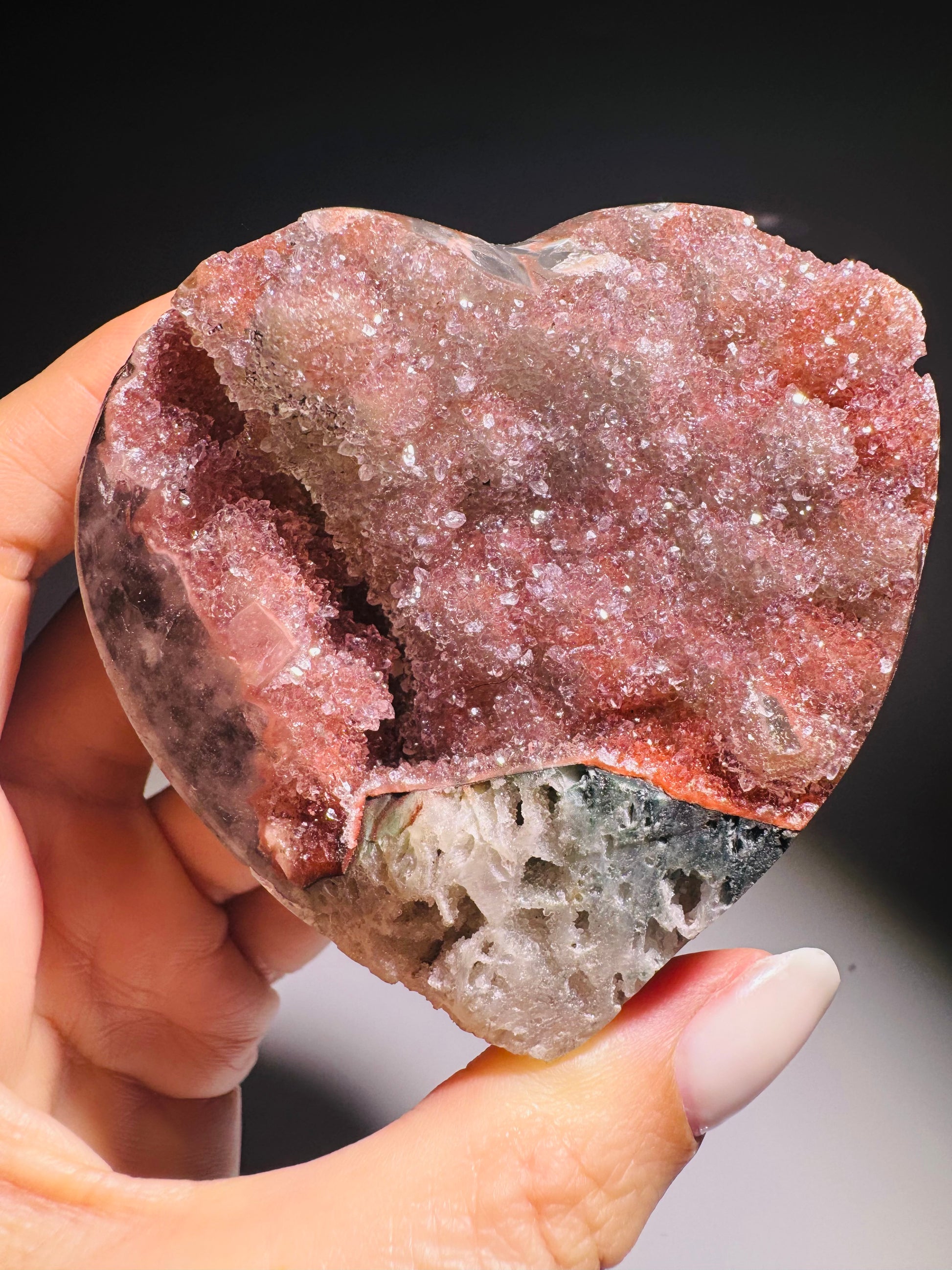 Rainbow Amethyst Herz 7,6 cm – Rote Doppelkristall Premium Qualität