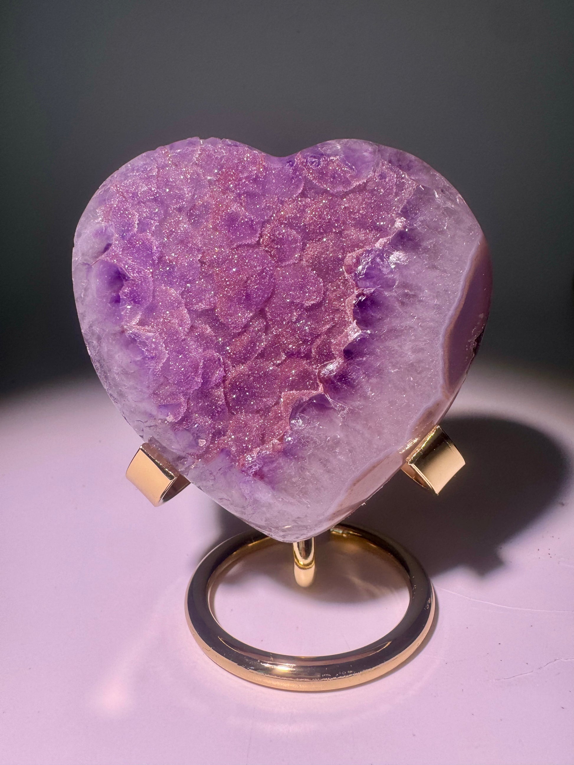 Rainbow Amethyst Herz Flieder Lila Jelly Doppelkristallisation Uruguay 7,1 cm 208 g