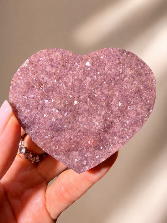 Rainbow Amethyst Herz, seltener Heilstein aus Uruguay, Premium Qualität