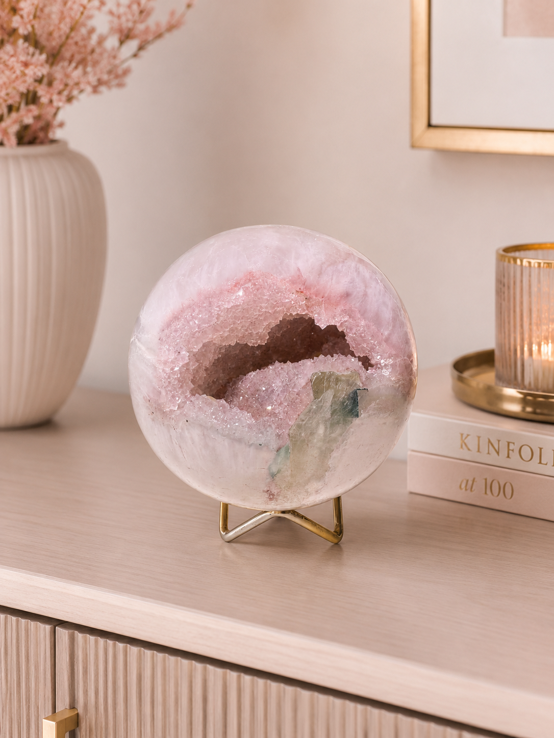 Rainbow Amethyst Kugel Mintgrün Pink Sugar Kristall 10,7 cm 1,48 kg