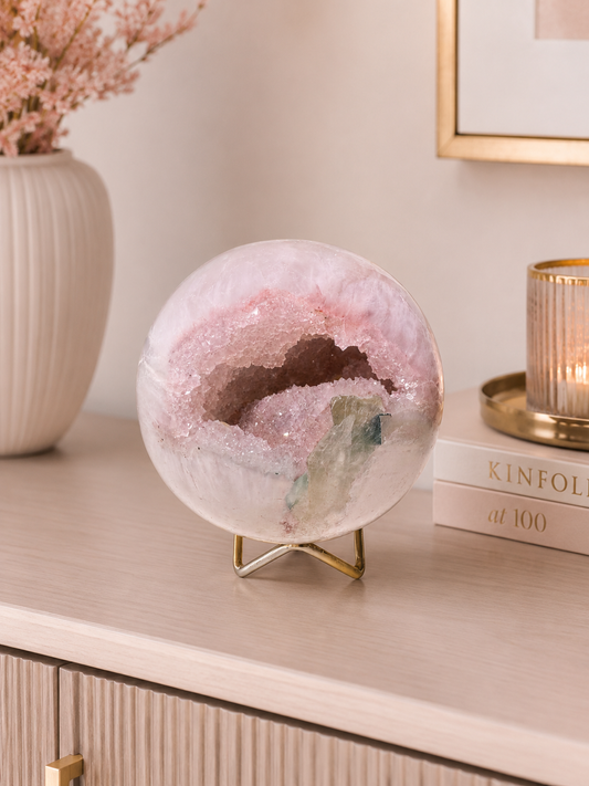 Rainbow Amethyst Kugel Mintgrün Pink Sugar Kristall 10,7 cm 1,48 kg