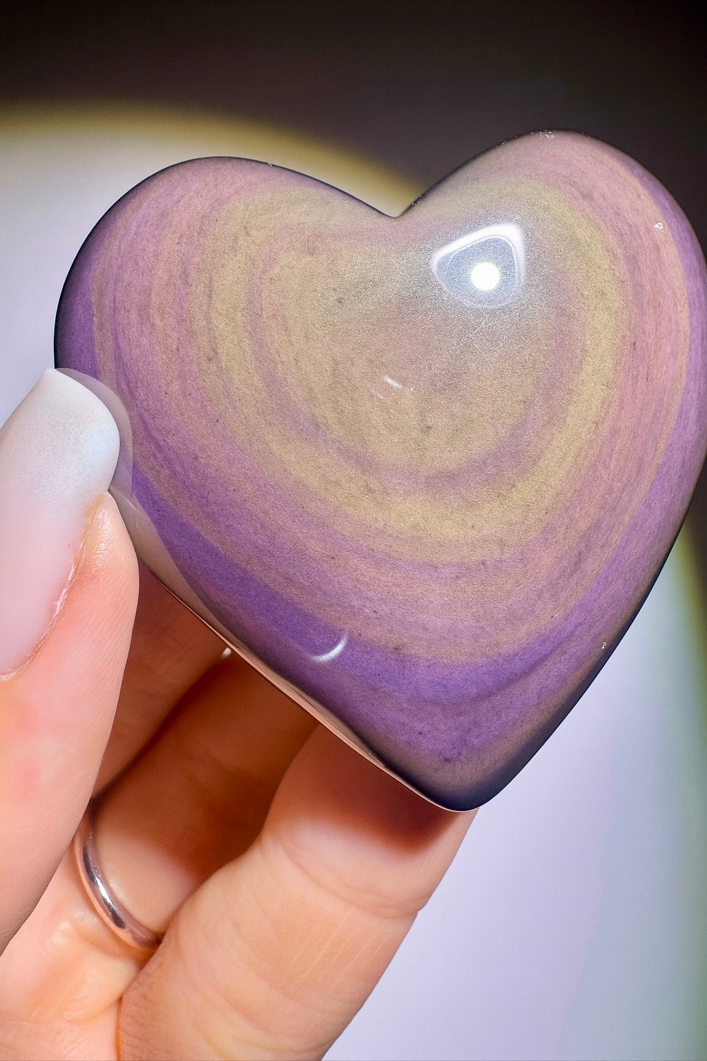 Rainbow Obsidian Herz 🌈 4.7x4.7cm – Handmade Unikat aus Mexiko mit pink-lila-grün Farbspiel