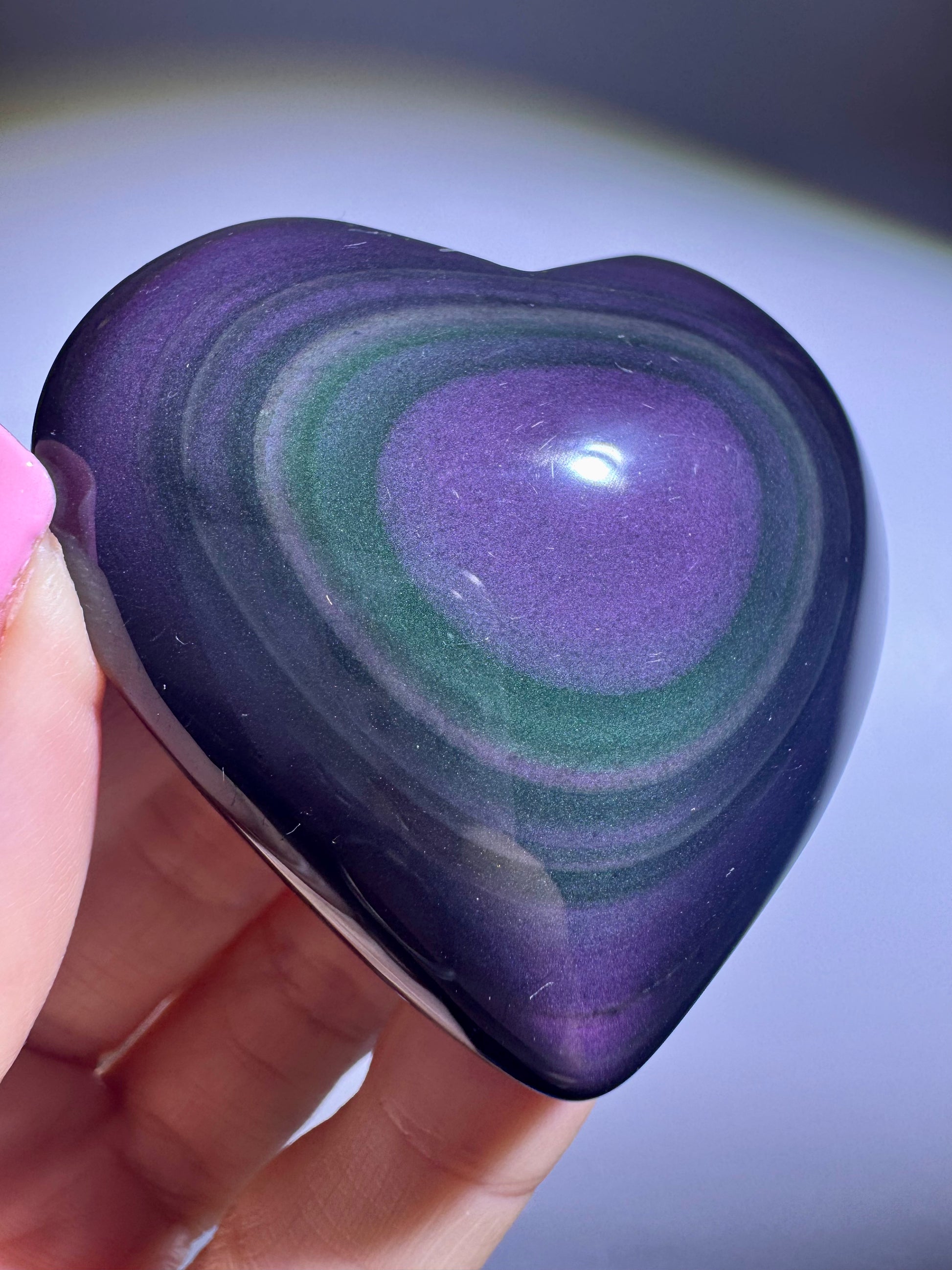 Rainbow Obsidian Herz mit lila-grünem Schimmer 6.5 cm aus Mexiko