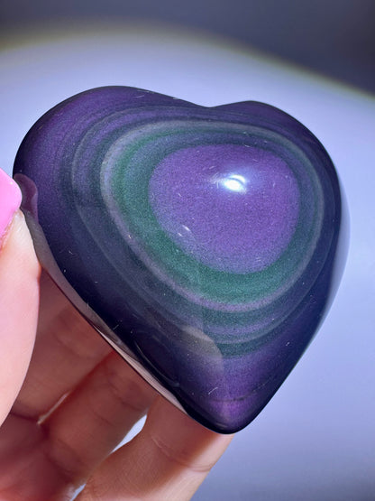 Rainbow Obsidian Herz mit lila-grünem Schimmer 6.5 cm aus Mexiko