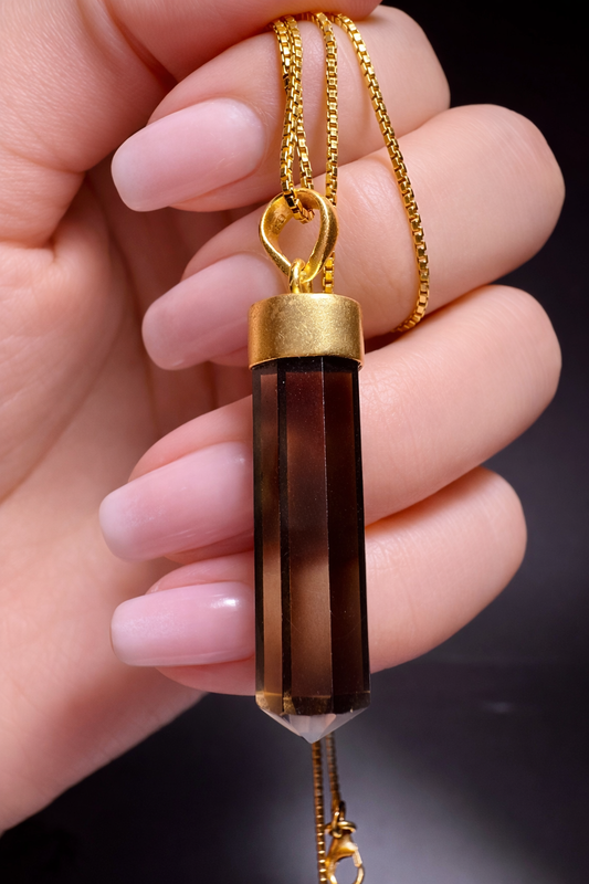 Rauchquarz-Anhänger 925 Silber vergoldet – Elegant & harmonisch