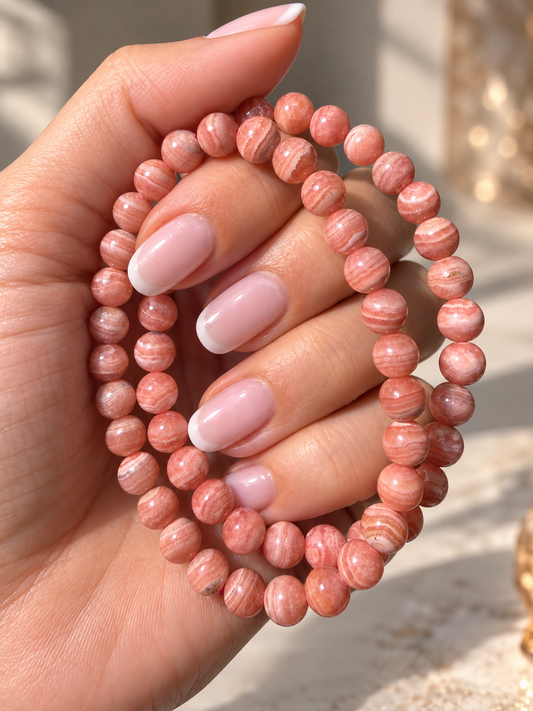 Rhodochrosit-Armband mit 0,6 cm Perlen – 17 cm
