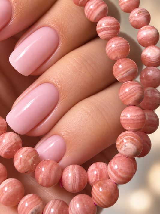 Rhodochrosit Armband mit 6 mm Perlen, 17 cm, rosa Edelsteinarmband