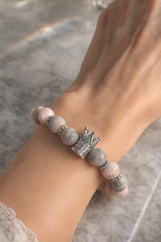 Rhodonit Edelstein-Armband 8 mm – Handgeknüpft, UNIQUE CRYSTALS