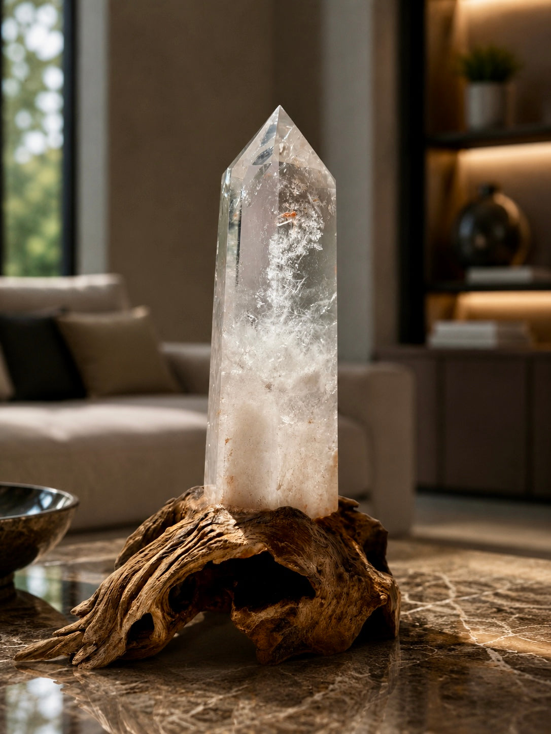 Riesige Bergkristall Spitze mit Wurzel 33 cm | 3 kg Naturstück aus Brasilien
