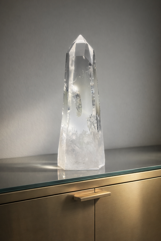 Riesige Bergkristallspitze ultraklar mit Regenbogen, 2,34 kg, 28,5 cm, Premium-Qualität, Naturkristall