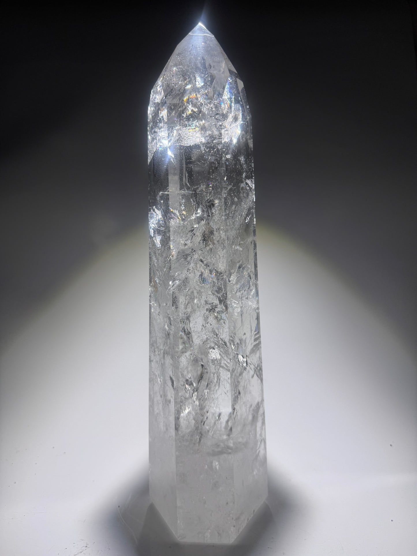 Riesiger Lemurian Kristall 35 cm – 3.68 kg | Poliert, Bahia Brasilien, Premium Qualität, Regenbogen