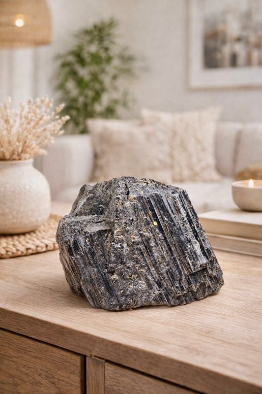 Roher schwarzer Turmalin mit starker Schutzenergie. Ideal für Erdung, Reinigung & Energiearbeit. Naturstein in Premium-Qualität. 