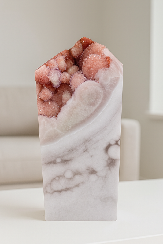 Rosa Pink Amethyst Spitze mit Bubble-Kristallen – 2,1 kg – 17 cm – Edelstein aus Brasilien