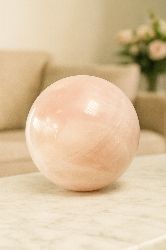 Rosenquarz-Kugel 15 cm – 5.3 kg – Herzstein für Liebe & Harmonie